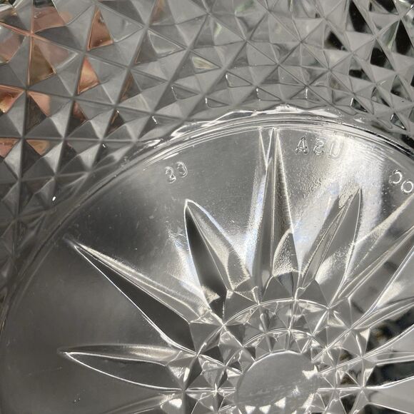 Vintage ARCROC USA Starburst Diamant Diamond Clear Glass Salad Serving Bowl – 9” - Picture 9 of 10